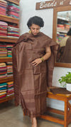 Dark Brown Zari Woven Tussar silk Suit - PT18