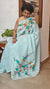 Pastel Blue Painted Silky Kota Saree