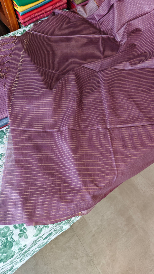 Mauve Thin Striped Semi Silk Saree - BGR9