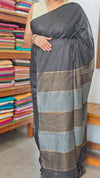 Black Thin Striped Semi Silk Saree - BGR9