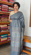 Grey Thin Striped Semi Silk Saree - BGR9