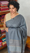 Grey Thin Striped Semi Silk Saree - BGR9