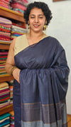 Navy Blue Thin Striped Semi Silk Saree - BGR9