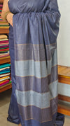 Navy Blue Thin Striped Semi Silk Saree - BGR9