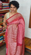 Pink and Dark Peach Bandhani Organza Saree - YK25