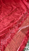 Pink and Dark Peach Bandhani Organza Saree - YK25