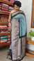 Dusky Blue and Black Organza Bandhani Saree - YK25