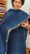 Indigo Block Printed Maheshwari Suit - SL291