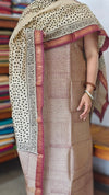 Mauve and Beige Block Printed Maheshwari Suit - SL291
