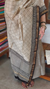 Black and Beige Geometric Block Printed Maheshwari Suit - SL291