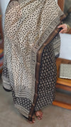 Black and Beige Block Printed Maheshwari Suit - SL291