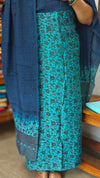Cyan Blue and Navy Blue Block Printed Modal Cotton Suit