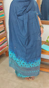 Cyan Blue and Navy Blue Block Printed Modal Cotton Suit