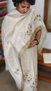 Cream and Gold Zari Woven Semi Silk Suit - D9 - CSU7
