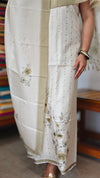 Cream and Gold Zari Woven Semi Silk Suit - D9 - CSU7