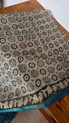 SQ39 - Blue Hand Block Printed Kota Doria Saree