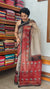 SQ39 - Cream and Red Hand Block Printed Kota Doria Saree