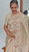 Light Beige Tissue Kota Embroidered Saree