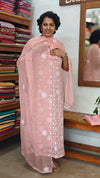 Pastel Pink Embroidered Crushed Organza Suit - 20442