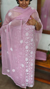 Lilac Embroidered Crushed Organza Suit - 20442