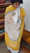 3721 - White and Yellow Block Printed Kota suit