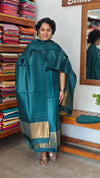 Peacock Green and Gold Tussar Silk Suit - EN08
