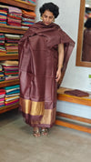 Rosewood Brown and Gold Tussar Silk Suit - EN08