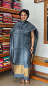 Bluish Grey and Gold Tussar Silk Suit - EN08