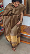 Olive Brown and Gold Tussar Silk Suit - EN08
