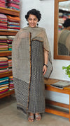 Black and Beige Block Printed Kota Doria Suit - GD331