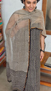 Black and Beige Block Printed Kota Doria Suit - GD331