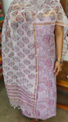 Lavender Block Printed Kota Doria Suit - GD331