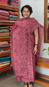 Mauve Floral Printed Noel Tussar Suit - AS56 - 1