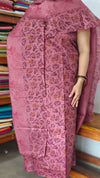 Mauve Floral Printed Noel Tussar Suit - AS56 - 1