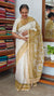 Cream and Mustard Block Printed Tepchi Kota Saree - B62N