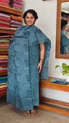 Blue Floral Printed Noel Tussar Suit - AS56