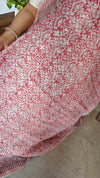 Cream and Peach Block Printed Tepchi Kota Saree - B62N