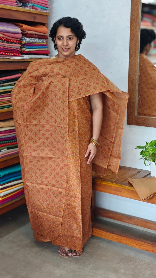 Mustard Floral Printed Noel Tussar Suit - AS56 - 2