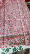 Cream and Pink Block Printed Tepchi Kota Saree - B62N - 2