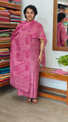 Pink Floral Printed Noel Tussar Suit - AS56
