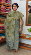 Muted Sage Floral Printed Noel Tussar Suit - AS56