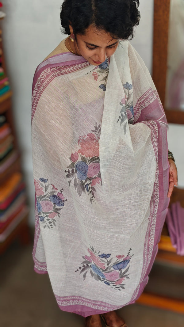 Lilac Embroiderd Linen Cotton Suit - BVC3