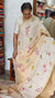Light Beige and Yellow Floral Printed Tissue Linen Saree - 32WE