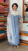 Blue Embroidered Linen Cotton Suit - BVC3