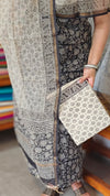 Black and Beige Floral Block Printed Kota Doria Suit - GD331