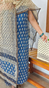 Blue and Beige Block Printed Kota Doria Suit - GD331
