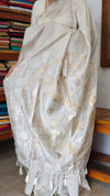 Ivory Chanderi Saree with Gold and Silver Jamdani Weaving - RLA2