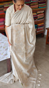 Ivory Chanderi Saree with Gold and Silver Jamdani Weaving - RLA2 - 2