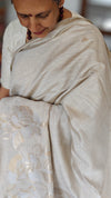 Ivory Chanderi Saree with Gold and Silver Jamdani Weaving - RLA2 - 3