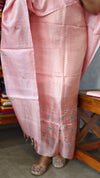 Blush Pink Checked Tussar Silk Suit - 81NZ
